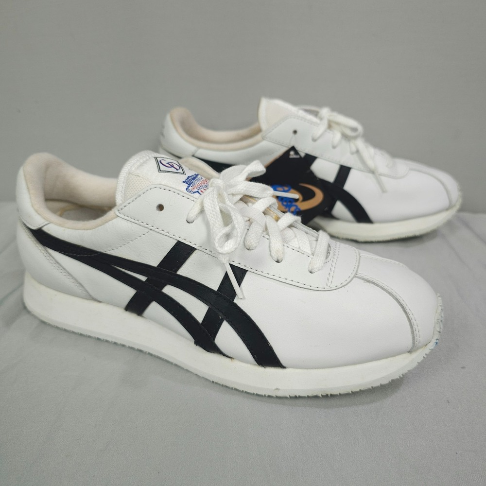Vintage Asics Cheer Shoes Women 9.5 White Black Leather NCA Cheerleading